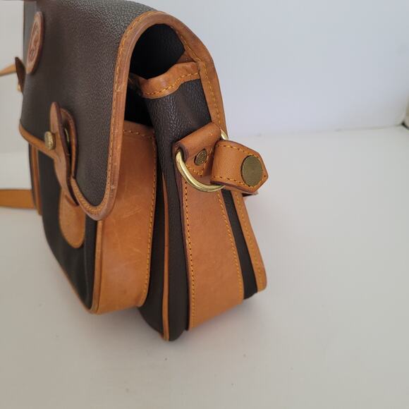 HUNTING WORLD Shoulder Bag Dark Brown Authentic Made in Italy Two Tone Leather - Picture 4 of 12